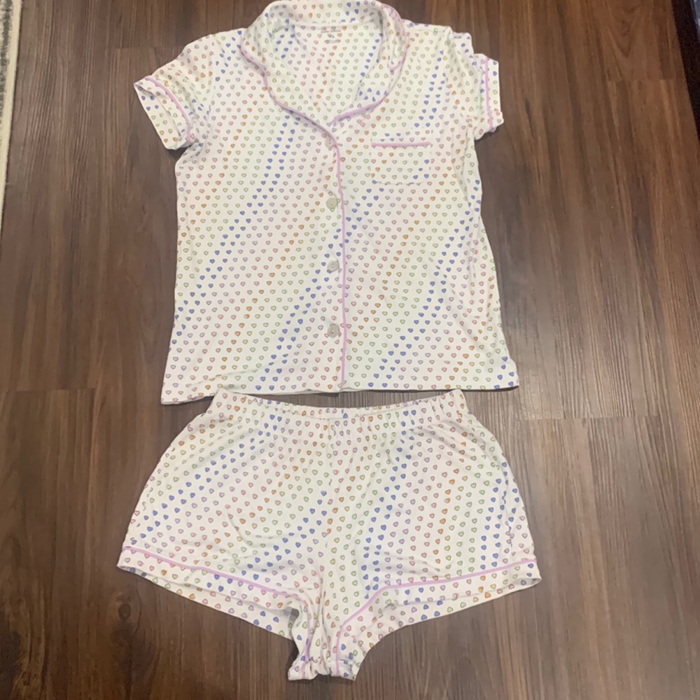Roller Rabbit multicolor heart pjs. Size XS worn